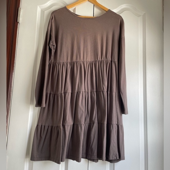 Roly Poly Women’s Gray Long Sleeve 3 Tiered Cotton Mini Dress Size Small - Picture 4 of 8